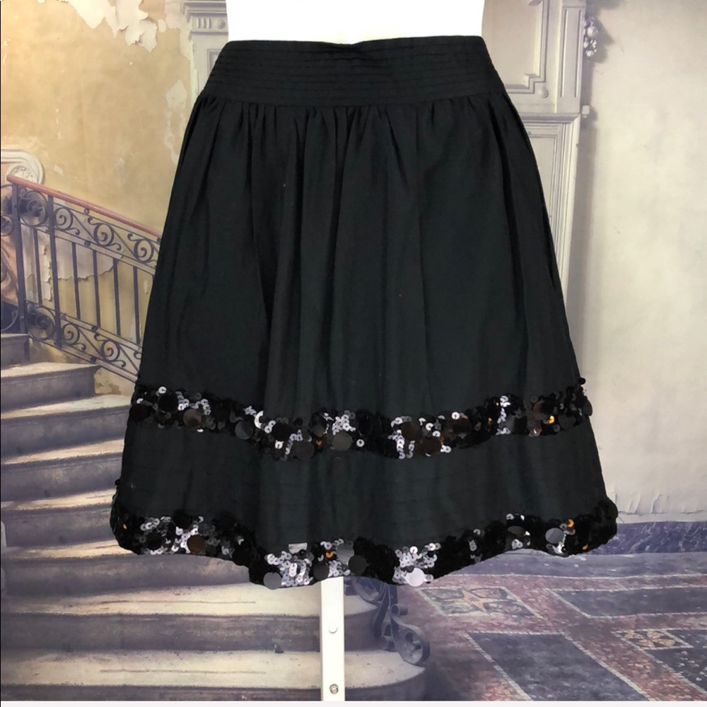 Ann Taylor Loft Black Layered Sequin Skirt